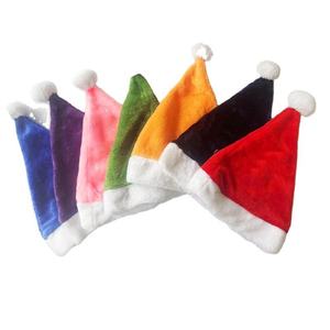 Wholesale Custom Branded Plush Cotton Canvas Santa Hats Thermal Transfer Printing Logo Cheap Promotional Portable Party Supplies