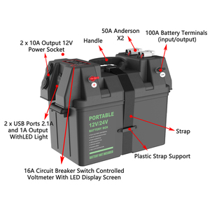 Водонепроницаемые аккумуляторные боксы для свинцово-кислотных аккумуляторов 12В с защитой от перегрузки 30А 3кВт, долговечные, черные, из полипропилена - модель LV PB001A - Product Image 6