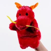 Marionnette à main en peluche de dragon sur mesure, faible MOQ, anti-stress, super douce, doublure en maille de coton PP, adaptée aux nouveau-nés, cadeau de vacances pour enfants