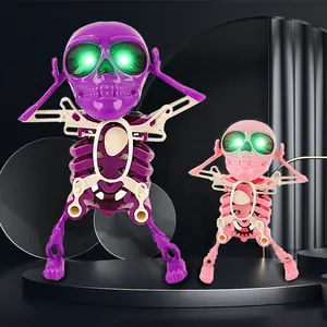 Halloween Pink Purple Skeleton Dancing Toy Plastic Shaking Head Dancing Skeleton Fidget Toy Danc Skeleton