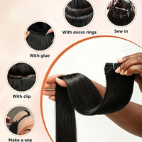 Extensiones de Cabello Humano Rizado Sin Procesar, Cabello Virgen Brasileño Afro Crespo para Mujer, Color Negro Natural, Venta al Por Mayor