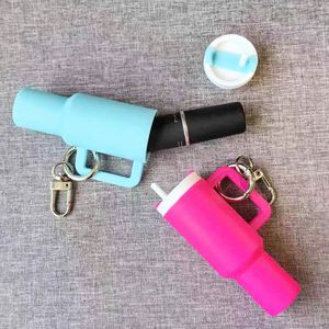 Wholesale Mini Cup Keychain 3D Charm Tumbler Lipstick Storage Holder Removable Lid Metal Flower Decor <b>Key</b> <b>Ring</b> Accessories - Product Image 4