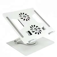 Support pour ordinateur portable réglable en métal, rotation à 360 degrés, support de refroidissement pour ordinateur portable, support pliable pour ordinateur portable, hauteur réglable avec ventilateurs intégrés USB
