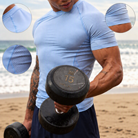 T-shirt de sport pour homme en polyester recyclé et élasthanne, coupe ajustée, séchage rapide, maille respirante, doux pour la peau, compression, personnalisable OEM