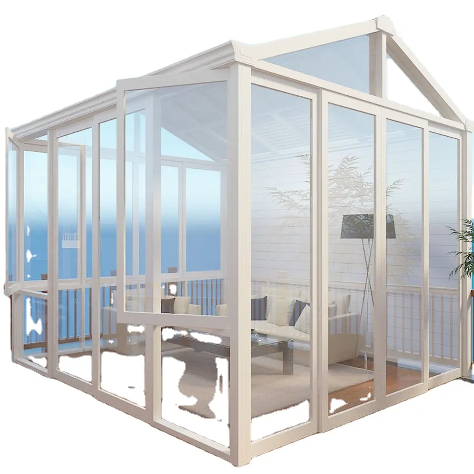 Casa corrediza de vidrio para solárium, casa de verano de aluminio para exteriores, jardín, vidrio de seguridad prefabricado
