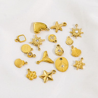 Mode Acier Inoxydable 14K Or Pendentif Zircon Poli Brillant Étoile De Mer Shell Pendentif et Charmes DIY Accessoires