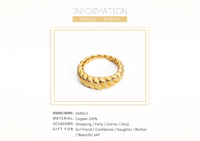 Ensemble de bagues torsadées plaquées or 18 carats, accessoires de bijoux en laiton/cuivre à incrustations tendance pour femmes, bague anillo pour fiançailles