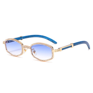 Nouvelles Lunettes de Soleil Rondes Vintage à Monture Diamantée, Branches Effet Bois, Verres Miroir, Mode Extérieure, Lunettes de Luxe pour Hommes - Product Image 5
