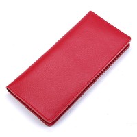 Dompet kartu kulit sapi asli wanita, dompet panjang minimalis ramping fungsi kustom
