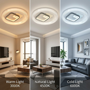 โคมไฟเพดานภายในสุดหรู โดดเด่นด้วยดีไซน์เรขาคณิตสี่เหลี่ยมแบบซ้อนทับที่เป็นนวัตกรรมใหม่ พร้อมระบบควบคุมแสงสว่างที่ไร้รอยต่อ สำหรับอพาร์ตเมนต์ที่มีสไตล์ - Product Image 3