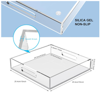 Plateau de service rectangulaire en acrylique transparent avec poignée, personnalisable avec logo, pour table basse, idéal pour la présentation décorative - Vente chaude OEM