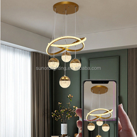 Usine De Luxe Lustre En Cristal 85-265V 80W Tri-Color Dimmable À Distance Lustre Pendentif Luminaire pour Salle À Manger 2025