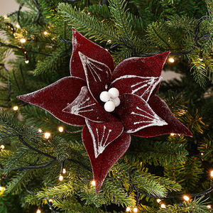 Nouvelle Décoration <span class=keywords><strong>de</strong></span> Noël Transfrontalière en Flanelle Effet Neige Tombante, Composition Florale, Pendentif 27*14cm Personnalisable - Product Image 4