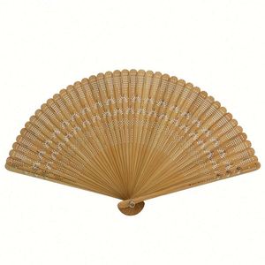 พัดไม้ไผ่แบบพกพาขนาดเล็กแกะสลักลายดั้งเดิมเป็นมิตรกับสิ่งแวดล้อม ยี่ห้อเฟยหลิน เดอชิง เหมาะสำหรับชุดกู๋เฟิง ฮั่นฝู เฉียงซำ และงานแต่งงาน - Product Image 5