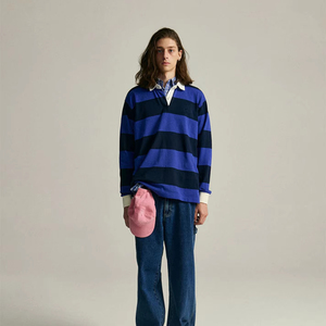 Uniforme personnalisé de haute qualité Chemises de golf à rayures Sweat-shirt de rugby Broderie à manches longues Chemise de rugby en coton polyester pour hommes - Product Image 4