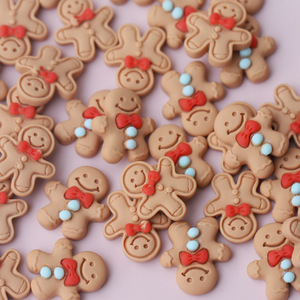 Factory Christmas Gingerbread Man Resin Accessories DIY Cream Glue Phone Case Water Cup Sticker Hair Clip-for Styling Hair - Product Image 1