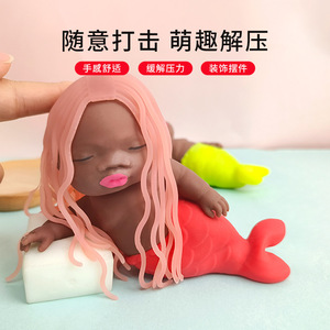 Muñeco de Goma Negro Pequeño del Tamaño de la Palma de la Mano, Figura de Goma Antiestrés, Divertido Regalo, Juguete de Rebote Lento, Modelo Unisex - Product Image 5