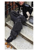 Jean cargo baggy noir gothique pour femme, style Harajuku, coupe oversize, denim Y2K, années 90, vintage, années 2000, emo, pantalon en jean, vêtements trashy 2026