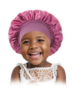 SAIJE Vente en gros Accessoires capillaires personnalisés avec logo, Bonnets bébé à large bande, Bonnets en satin couleur unie, Bonnets de nuit pour enfant