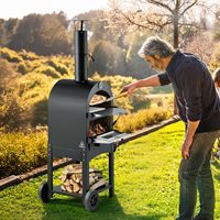 Four à pizza au bois pour l'extérieur, avec 2 roues amovibles, idéal pour la cuisson et la grillade (vente en gros)