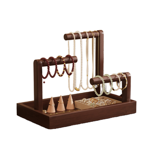 Houselin SSJ002 Jewelry Organizer Stand Wooden <b>T</b>-<b>Bar</b> Necklace Rack <b>Bracelet</b> Holder Display Bangle - Product Image 2