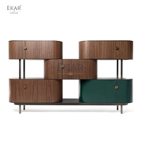 Kabinet lorong kayu ramping, furnitur elegan dengan ruang tamu dan desain makan yang cukup
