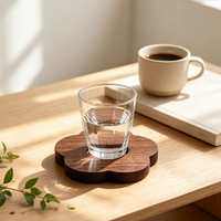 Sous-verre en bois écologique au design classique en forme de fleur, mignon et durable pour tasses à café et à thé