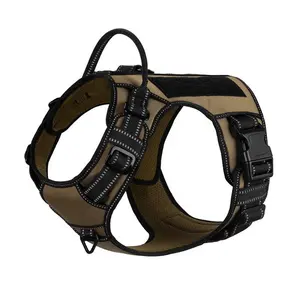 战术尼龙犬背带手柄，无拉式服务犬背心，带Molle & Loop面板，用于狩猎