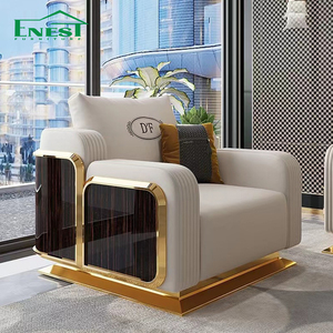Ensemble de meubles de salon de luxe en cuir véritable italien, service 3D/CAD disponible pour la conception de villas haut de gamme - Product Image 3