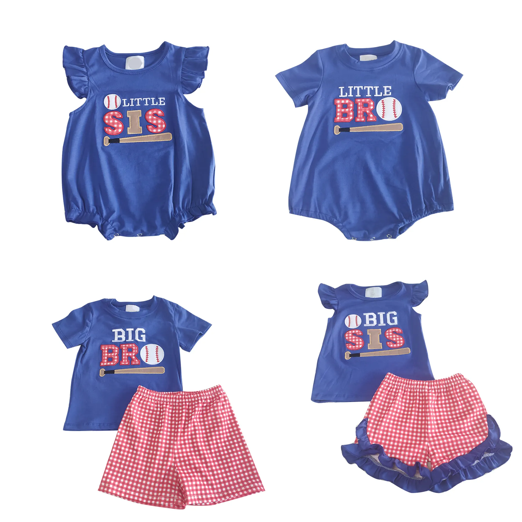 Maxine Set Celana Pendek Butik Anak-anak, Set Pakaian Applique Bisbol untuk Bayi Laki-laki