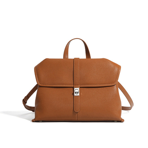 กระเป๋าโท้ทหนังแท้ขนาดใหญ่สุดหรูสำหรับผู้หญิง กระเป๋าสะพายไหล่แบบมีฝาปิด ดีไซน์สวยเก๋ เหมาะสำหรับทำงานออฟฟิศ กระเป๋าถือหนังวัวแท้แบบสะพายข้าง - Product Image 1