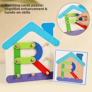 Gioco di Impilamento Montessori, Puzzle Geometrico Fai-da-Te con <span class=keywords><strong>Forme</strong></span> e Animali in Legno per Bambini - Product Image 3