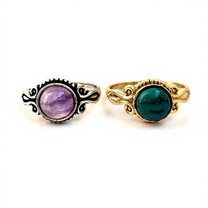 แหวนหินอเมทิสต์ผสม,เครื่องประดับแหวนทองเหลืองเทอร์ควอยซ์ - Product Image 1