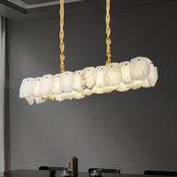 Lustre de plafond moderne de luxe pour cuisine, en marbre d'albâtre décoratif, rectangulaire, pour salle à manger et salon, luminaires suspendus
