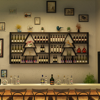 Étagères murales en fer, style industriel moderne, or/noir, design suspendu flottant pour bouteilles de vin, casier à vin pour la maison