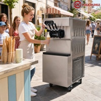 Machine à glace molle 3 saveurs, machine à glace molle automatique pour snack-bars et commerces