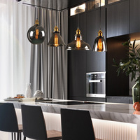 Nordique hôtel de luxe moderne or suspendu verre clair dôme plafonnier lustre verre Led suspension pour salon