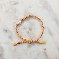 Bracelets en perles de céramique délicats pour l'été, œil maléfique, faits à la main, arc-en-ciel, tissés en macramé, perles d'eau douce, vente en gros
