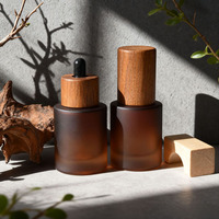 Pot cosmétique en verre avec bouchon à vis en bambou de 30 ml à 120 ml, flacon pompe pour sérum, huile essentielle, brume, lotion