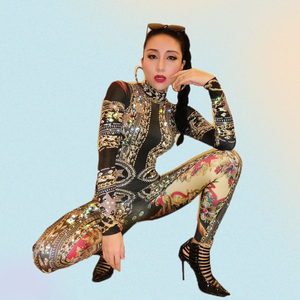 Tute da <span class=keywords><strong>donna</strong></span> abito 2022 di lusso con strass body frangia abito <span class=keywords><strong>elegante</strong></span> intero tuta trasparente spettacolo di scena Clubwear - Product Image 1