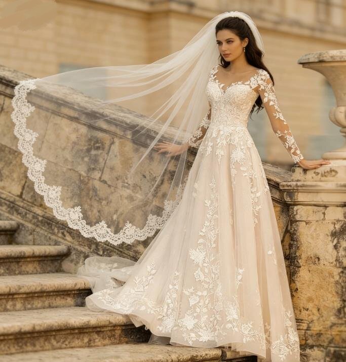 slim a line lace wedding dress ML1963 by Martina Liana
