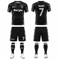 Conjunto de Uniforme de Fútbol Personalizado Negro Medianoche, Unisex, Sublimado, de Secado Rápido, Transpirable, Ropa Deportiva para Equipos, Fabricante OEM al por Mayor