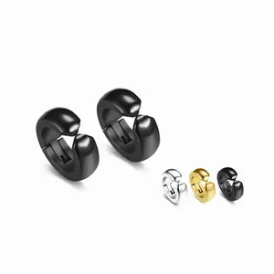Gioielli per l'orecchio da uomo in acciaio inossidabile dal Design semplice nessuno Piercing Clip su orecchini a cerchio per ragazzi - Product Image 1