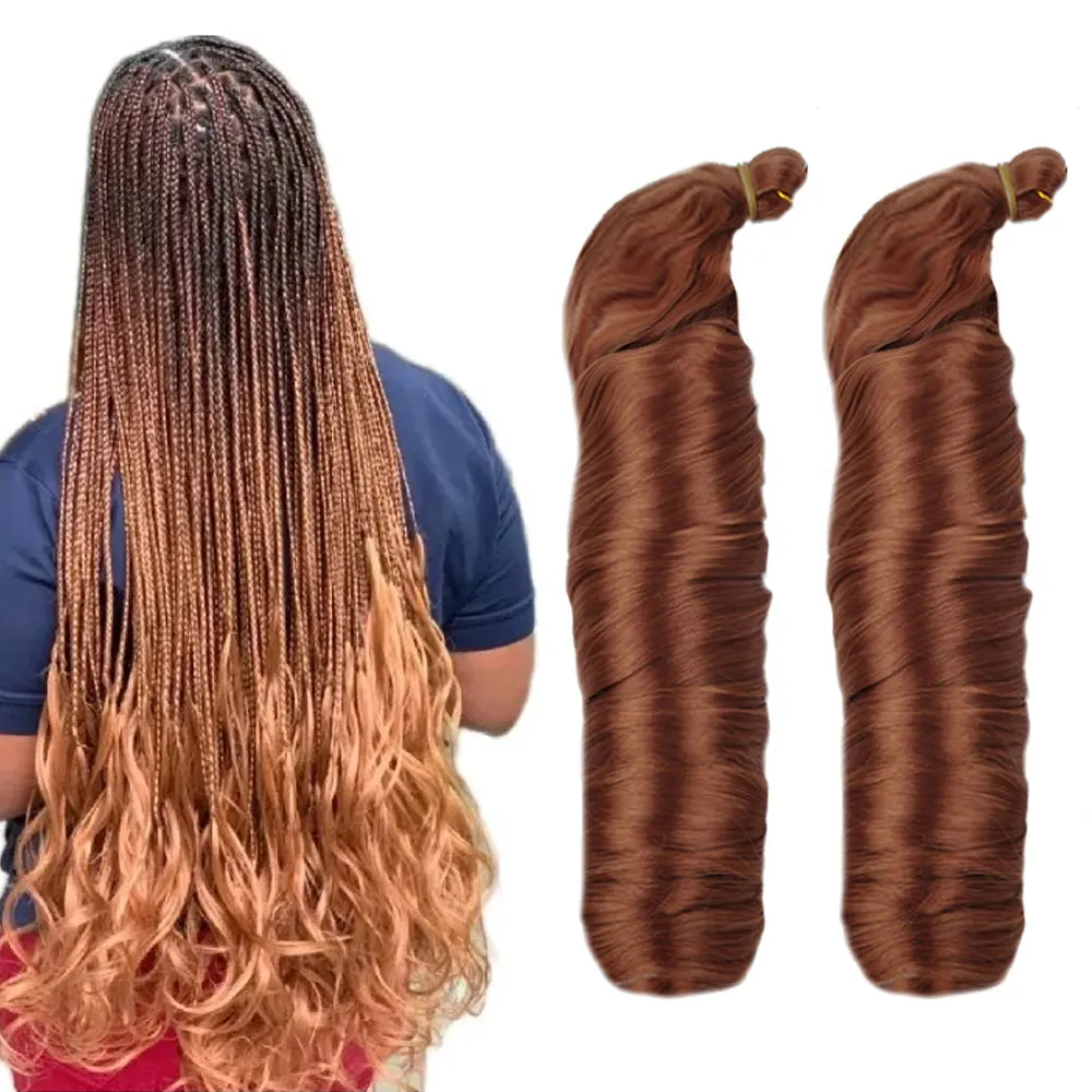 Wholesale African Black People Spanish Spiral French Curl Braids Hair Crochet Extension Ombre Synthetic Curly Braiding Hair