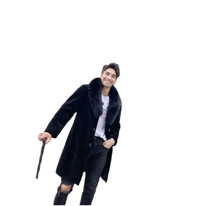Manteau en cuir et <span class=keywords><strong>fourrure</strong></span> pour <span class=keywords><strong>homme</strong></span>, mi-long, en fausse <span class=keywords><strong>fourrure</strong></span> de vison, doublé de polaire, rembourré, chaud, pour hommes d'âge moyen et âgés - Product Image 4