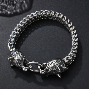 Usine en gros nordique Viking 316L bracelet hip hop bracelet tête de loup bracelet dominateur cadeau pour hommes - Product Image 1