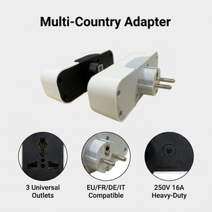 Adaptateur de voyage multi-pays ZHNL 250V 16A à 3 prises, convertisseur de prise robuste compatible avec les prises EU/<span class=keywords><strong>FR</strong></span>/DE/IT, certifié CE - Product Image 2