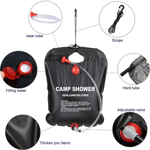 Douche solaire portable de camping en plein air, sac de douche à eau chaude de 5 gallons, 20L, écologique, ultralégère, pour la plage, les voyages et la randonnée - Product Image 3