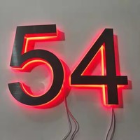 Enseigne personnalisée rétroéclairée par LED, étanche, en acier inoxydable, à fixer au mur, numéro de maison LED