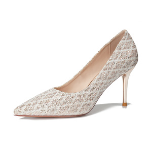 6681J Escarpins à bout pointu à paillettes, talon aiguille très haut, chaussures de mariée à enfiler, tendance mode - Product Image 5